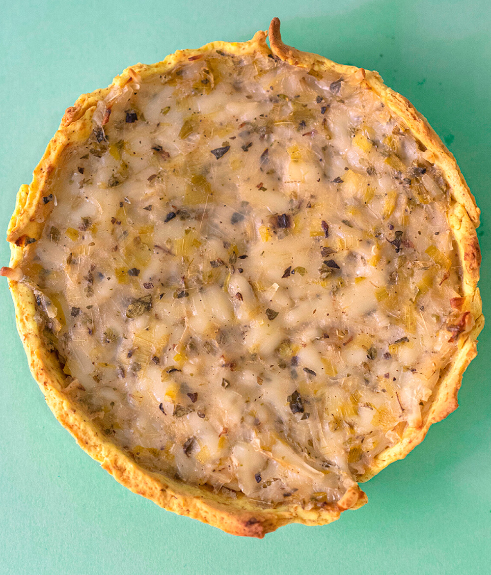 Quiche de puerro, cebolla y mozarella